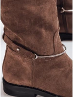 FashionStreet hnědé semišové dámské kozačky ZY1204