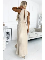 484-1 Plisované midi šaty se slzovitým výstřihem - BEACH