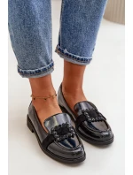 Lakované Dámské Mokasíny S Dekorací Černé Vinceza 58389