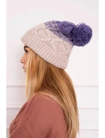Dámská zateplená čepice Alice K248 Béžová s fialovou - Oliwier Dámská zateplená čepice Alice K248 Béžová s fialovou - Oliwier