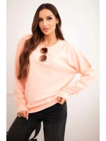 Dámská mikina z pružného bavlněného materiálu s kulatým výstřihem bílá