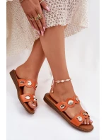 Dámské Pantofle Se Zlatými Aplikacemi Oranžové Jenoriela