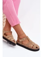 Dámské Římské Sandály S Zlatou Přezkou Na Platformě Béžové Terelina