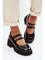 Lakované dámské polobotky na podpatku s pásky Kamira