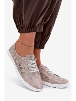 Dámské perforované polobotky z přírodního semiše Béžovo-zlaté Feliva