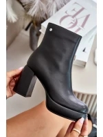 Kotníkové boty na podpatku z přírodní kůže GOE černé Kotníkové boty na podpatku z přírodní kůže GOE černé