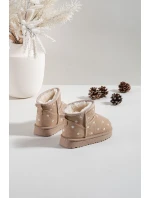 Dětské sněhule zdobené květinami Gracina – béžové