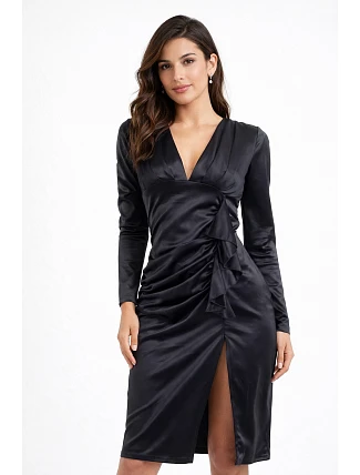 Dámské saténové šaty 20455 černé - Koucla