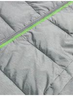 Šedo-limetková dámská vesta s látkovou kapucí (DW-21604) Šedo-limetková dámská vesta s látkovou kapucí (DW-21604)