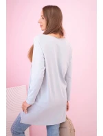 Dámská halenka s kapsami a ozdobným potiskem šedý