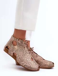 Vzorované kožené boty Maciejka 03426-02 Béžové