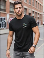 Pánské bavlněné tričko s potiskem dinosaurů černé FashionStreet NX0141R Pánské bavlněné tričko s potiskem dinosaurů černé FashionStreet NX0141R