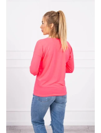 Halenka s výstřihem do V růžová neonová Halenka s výstřihem do V růžová neonová