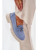 Dámské semišové mokasíny s přívěskem medvěda Vinceza 79533 Modré Dámské semišové mokasíny s přívěskem medvěda Vinceza 79533 Modré