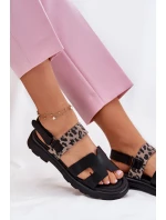 Kožené Dámské Sandály Na Plochém Podpatku Panterka Vinceza 66780 Černé