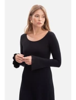 B308 Midi šaty z žebrového úpletu - černé