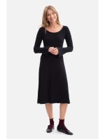 B308 Midi šaty z žebrového úpletu - černé