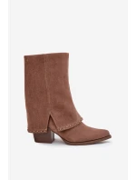 Dámské kozačky s vyvýšenou manžetou Vinceza 16516 – béžové