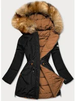 Černo-karamelová oboustranná dámská zimní bunda (m-210a5)