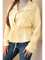 Dámská rozepínací mikina s tkaničkou a kapsami máslová žlutá