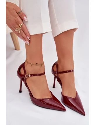 Lakované lodičky s páskem bordové Tarilin