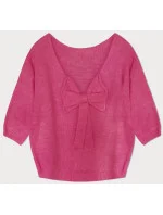 Volný svetr v neonově růžové barvě s mašlí na zádech (759ART) Volný svetr v neonově růžové barvě s mašlí na zádech (759ART)