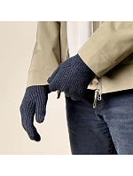 Pletené rukavice na telefon s výřezem na prsty - černé