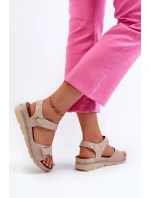 Dámské sandály na suchý zip béžové Risanni