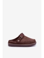 Zateplené dámské pantofle na platformě čokoládové Neliel