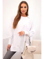 Dámská bavlněná mikina se širokým lemem dole bílá Dámská bavlněná mikina se širokým lemem dole bílá