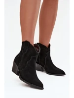 Vklouzávací dámské kovbojské boty z přírodního semiše Černé Beretta