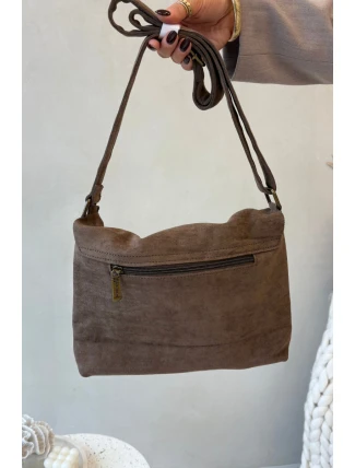 Kabelka Poštní Taška Z Eko Semiš Tmavě Béžová Carenza