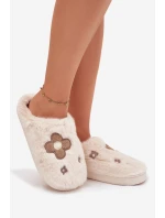Kožešinové pantofle s květinami béžové Selinne Kožešinové pantofle s květinami béžové Selinne