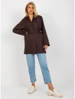 Dámský kabát LK PL 509128 .19 tmavě hnědá - FPrice Dámský kabát LK PL 509128 .19 tmavě hnědá - FPrice