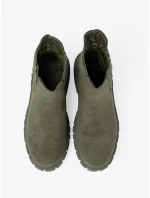 Trendy  kotníčkové boty zelené dámské platforma