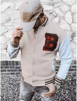 Pánská mikina na zip v barvě ecru FashionStreet BX5440