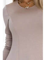 567-1 Pohodlné trapézové šaty s dlouhými rukávy - BEACH