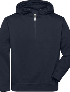 Daiber JN 839 Prac. mikina z bio bavlny, kapuce, "1/4" zip 02.0839 navy