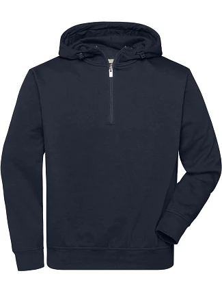 Daiber JN 839 Prac. mikina z bio bavlny, kapuce, "1/4" zip 02.0839 navy