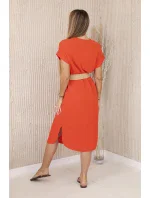 Šaty s ozdobným páskem tmavě oranžová Šaty s ozdobným páskem tmavě oranžová