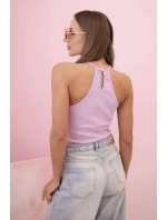 Top dámský bavlněný na ramínkách s ozdobným řetízkem fialový světlý