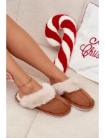 Dámské pantofle s kožíškem – camel Delissa Dámské pantofle s kožíškem – camel Delissa