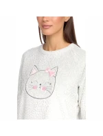 Dámské pyžamo s nášivkou kočky 15234 - 473 Šedá - Vamp Dámské pyžamo s nášivkou kočky 15234 - 473 Šedá - Vamp