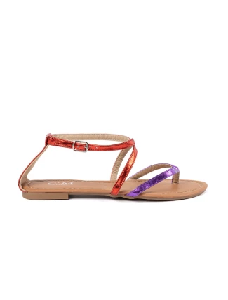 Komfortní fialové  sandály dámské bez podpatku