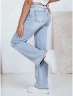 Dámské džíny s vysokým pasem a širokými nohavicemi světle modré FashionStreet UY2786 Dámské džíny s vysokým pasem a širokými nohavicemi světle modré FashionStreet UY2786