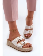 Dámské žabky s proužkovanou eko kůží bílé Zaloemi