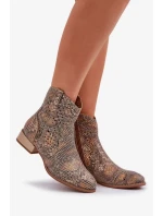 Dámské kotníkové boty Neliawen se zlatým zvířecím vzorem – zlaté