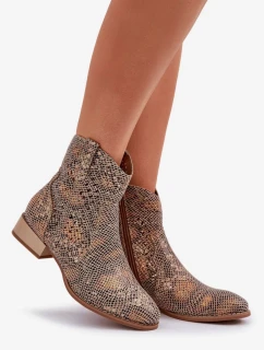 Dámské kotníkové boty Neliawen se zlatým zvířecím vzorem – zlaté