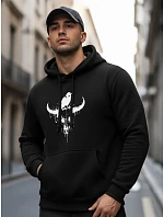 Pánská mikina s potiskem býčí lebky černá FashionStreet NX0060B