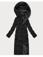 Černo-grafitová oboustranná zimní bunda v délce ke kolenům Minority (P3-6017-1+27) Černo-grafitová oboustranná zimní bunda v délce ke kolenům Minority (P3-6017-1+27)